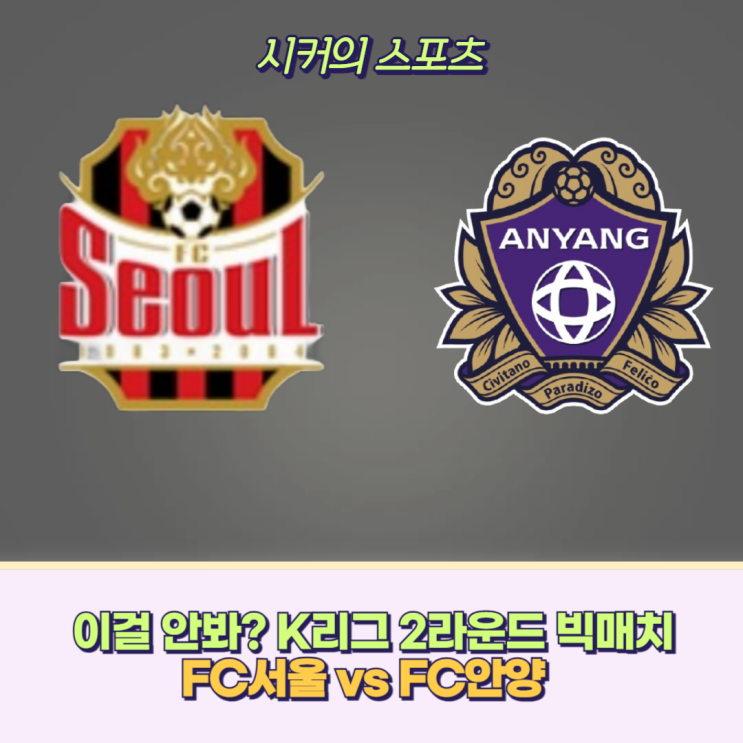 K리그 1 첫 맞대결 <b>FC 서울</b> <b>FC</b> <b>안양</b> 2라운드 가장 재밌는 경기