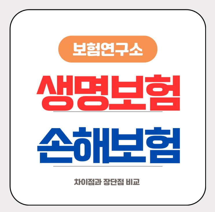  생명보험 손해보험 차이 및 장점과 단점 비교