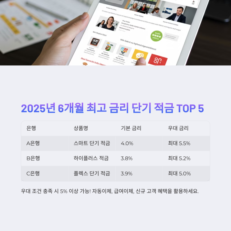  6개월만 맡겨도 이자 빵빵! 2025년 최고 금리 단기 적금 리스트