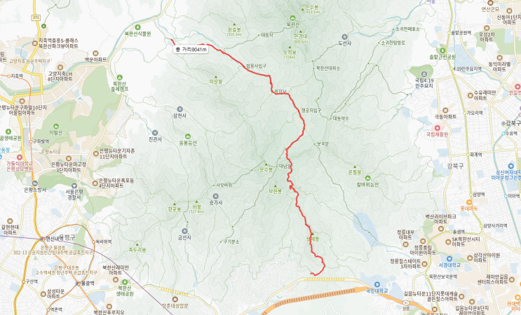  북한산(평창동~형제봉~산성입구)