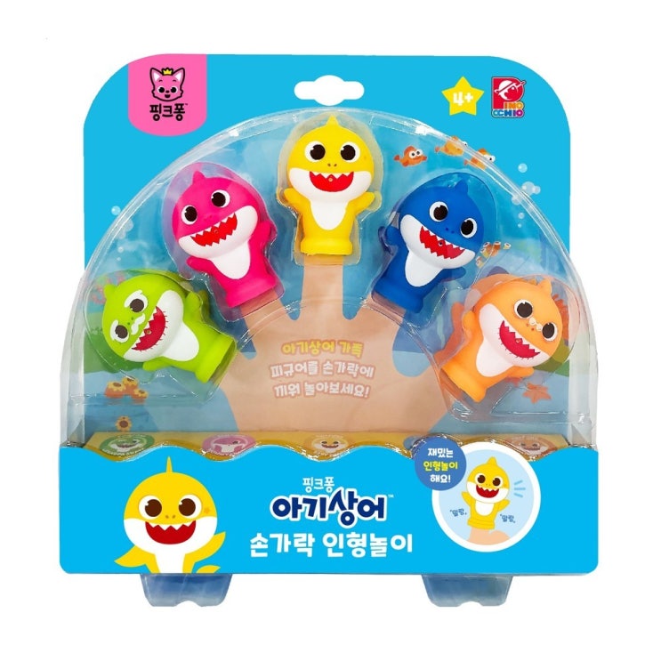  피노키오 핑크퐁 아기상어 손가락 인형 목욕놀이완구, 혼합색상, 1개