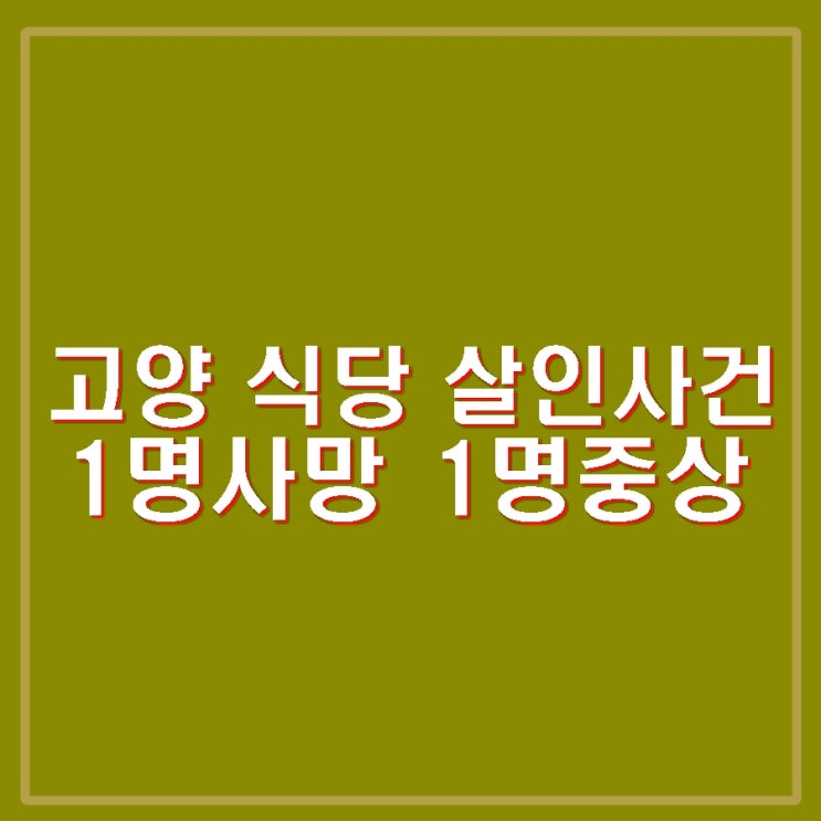 <b>고양</b> 음식점 <b>살인사건</b> 식당주인 <b>여성</b> 1명 사망 1명 중상... 