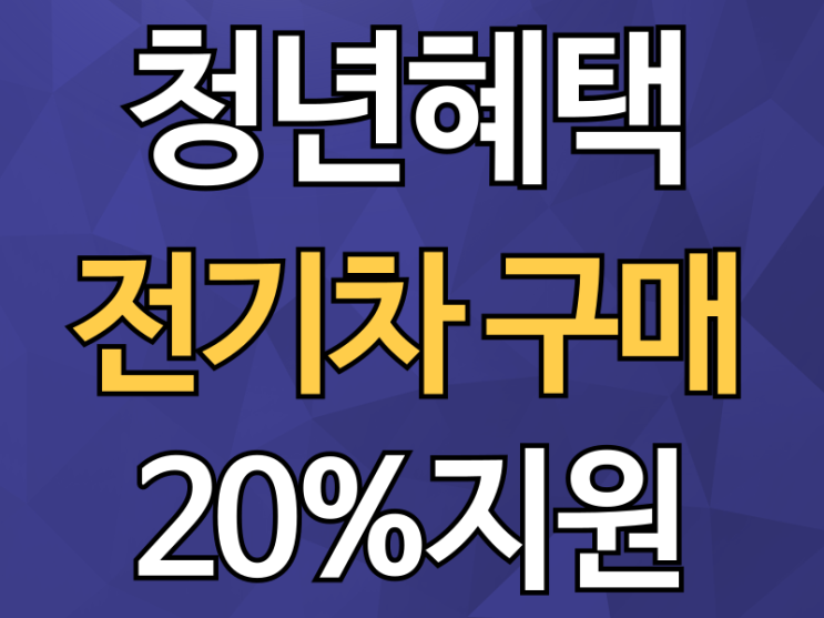  청년 전기차 구매 꿀팁! 생애 첫 차 시 정부 보조금 20% 추가 지원 안내