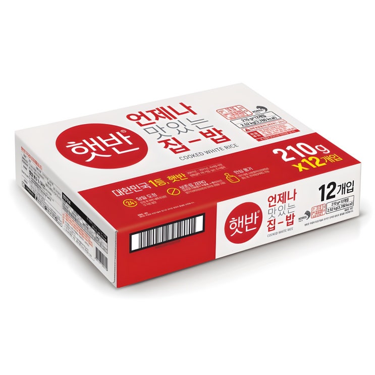  햇반 백미밥, 210g, 12개