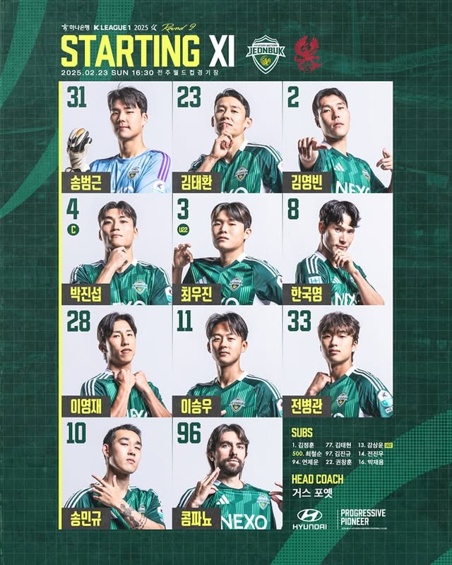 <b>전북</b> vs 광주 <b>콤파뇨 멀티골</b>로 2:2 무승부