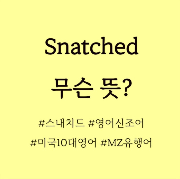  Snatched 무슨 뜻? / 영어공부 혼자하기, 영어슬랭