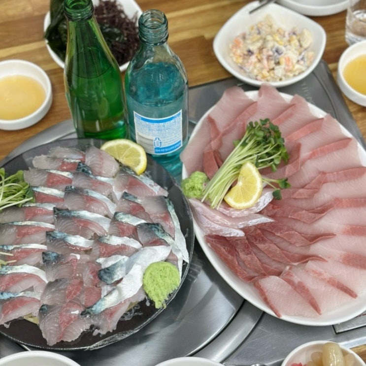  육지에 고등어회가 왔다~ 분당 속초종합어시장 서현점 출시 3일차 고등어회 대방어소 오징어튀김 리뷰.
