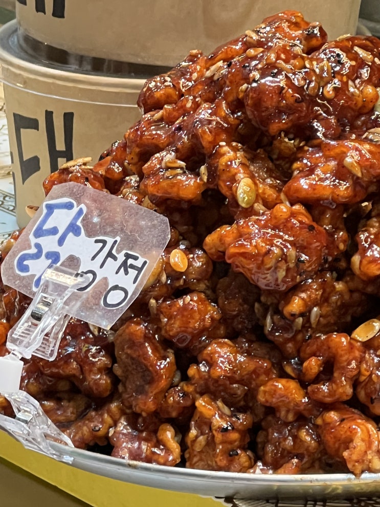  전주여행 남부시장 맛집 한옥마을 야시장 먹거리 투어 닭새게 (닭강정,새우강정,게강정)