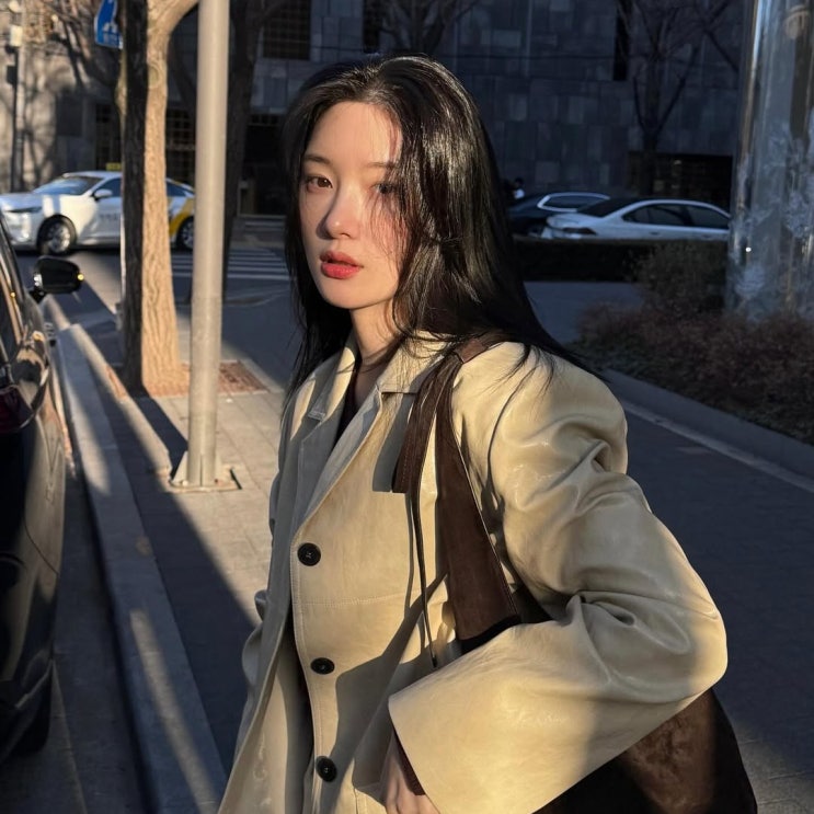  정채원 데일리룩 가죽자켓 코디템? 온앤온 여자 레더자켓 추천