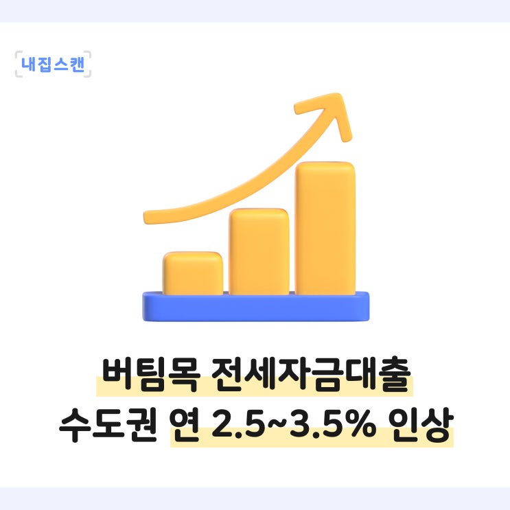  버팀목전세자금대출 금리조건 3월 24일부터 수도권 0.2%p인상, 전세대출 주의사항