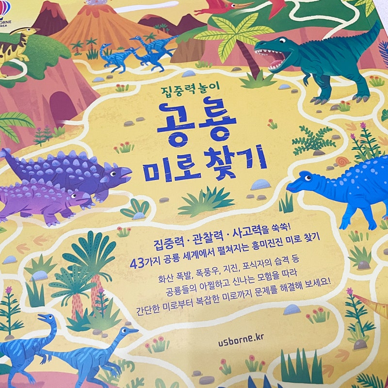 5세 유아 책 집콕놀이 집중력 놀이 어스본 공룡 미로찾기 추천