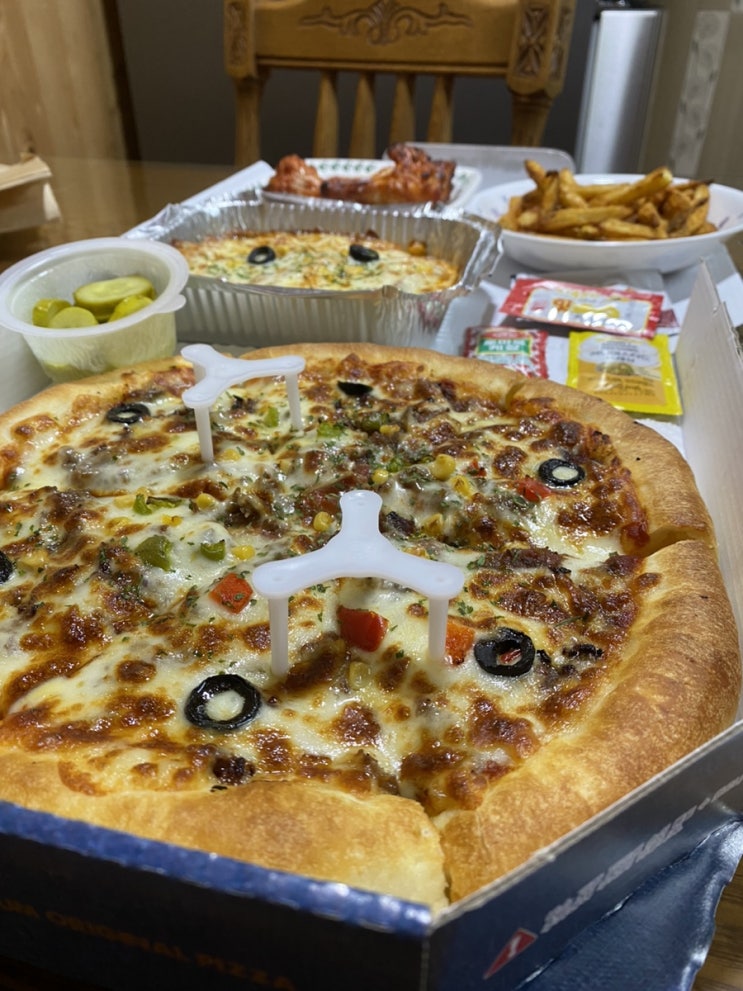  지정환피자신제품 포테그피자 군산피자맛집 임실치즈 사용하는 조촌동 지정환피자 불고기피자 치즈오븐스파게티 감자튀김 버팔로윙 레츠고