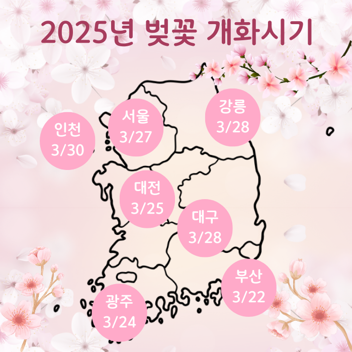  2025년 전국 벚꽃 개화 시기 추천 장소