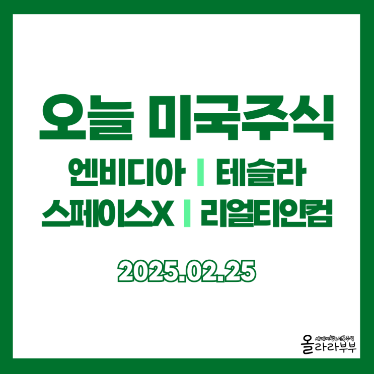  2월 25일 미국주식 테슬라 스페이스X 리얼티인컴