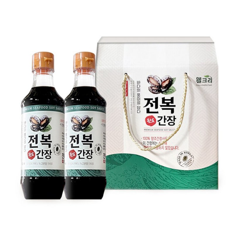 웰크리 완도 전복 간장 선물세트 500ml 2병 한정 찬스 공동구매