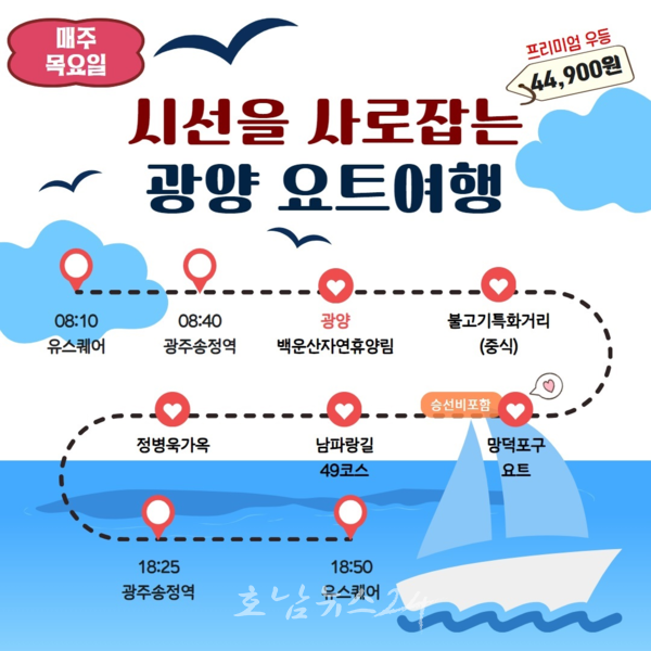  특별한 코스 남도한바퀴, 봄 테마 ‘시선을 사로잡는 광양요트여행’ 인기