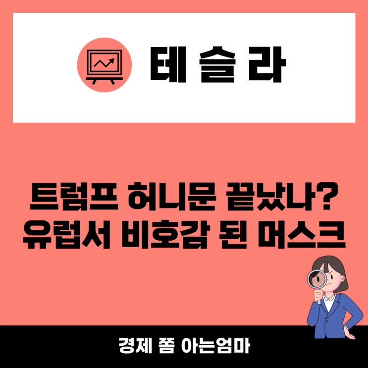 유럽서 비호감 된 <b>머스크 테슬라</b> 안 타 우려 주가 급락 <b>트럼프</b>... 