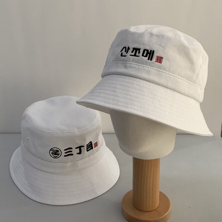  산쪼메 라멘집 가게 버킷햇 제작했어요