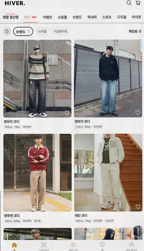  하이버에서의 남성 패션 쇼핑의 모든 것