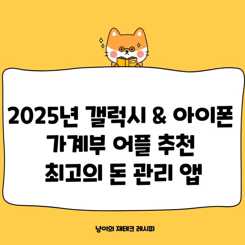갤럭시 아이폰 가계부 어플 추천 장단점 추천대상 정리