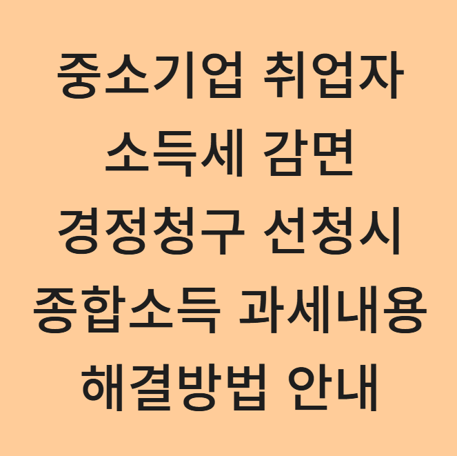  중소기업 취업자 소득세 감면 경정청구 신청시 종합소득 과세내용이 존재할때 해결하는 방법 (2025 최신 가이드)