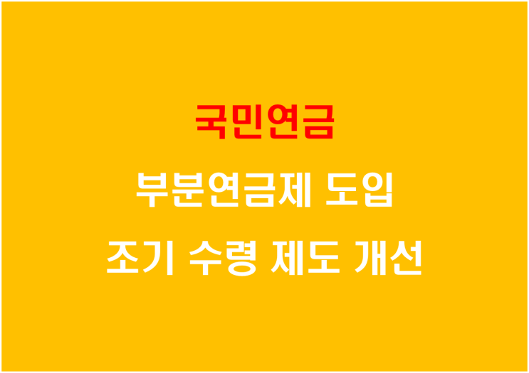  국민연금 부분연금제 도입 조기수령제도 개선