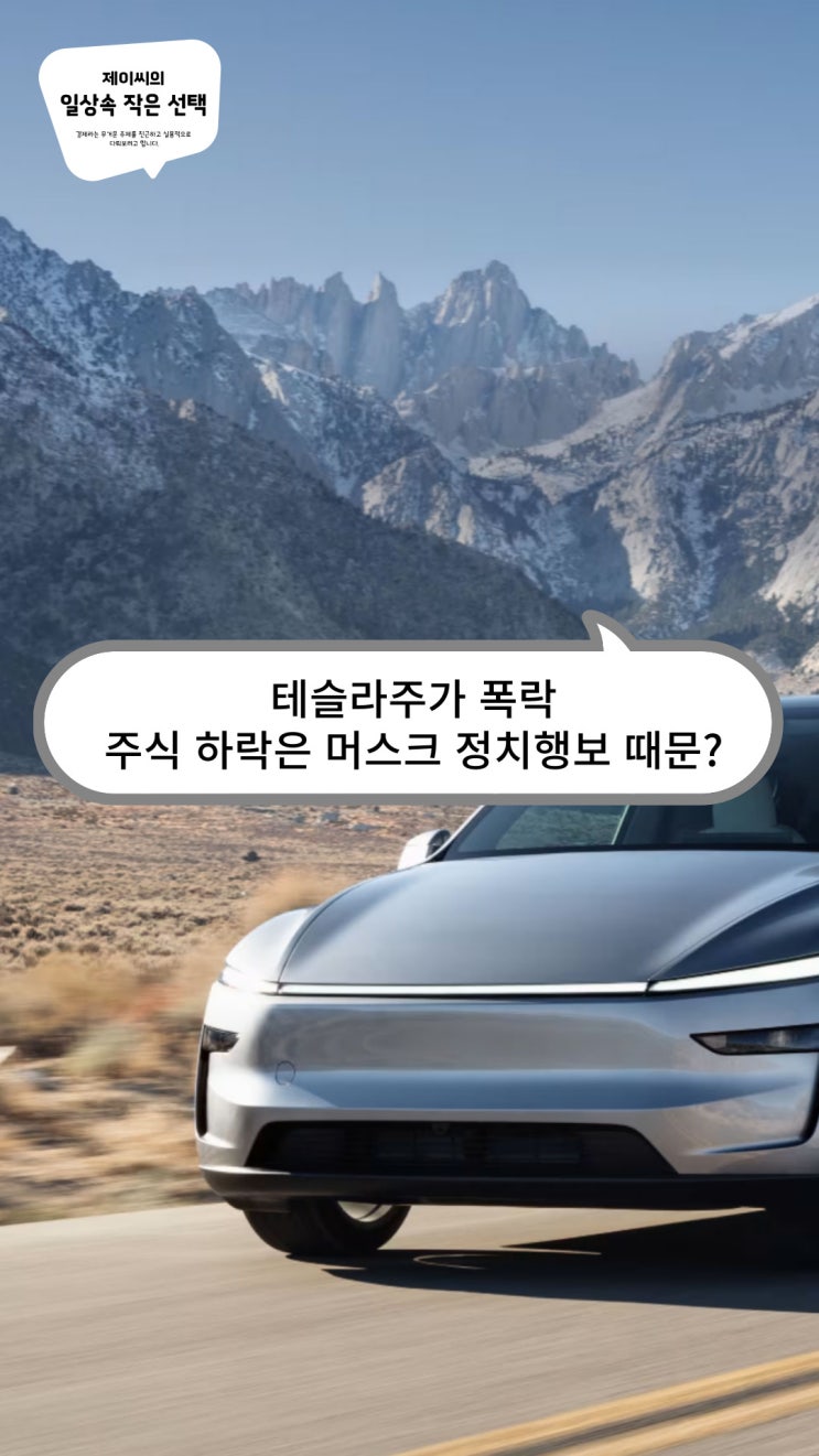 <b>테슬라 주가 폭락</b>, 주식 하락은 <b>머스크</b> 정치행보 때문?