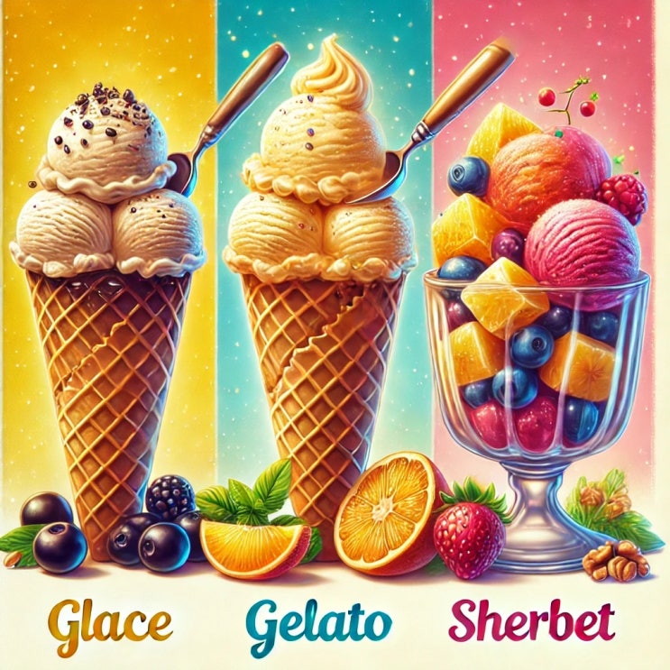  글라세(Glace), 젤라또(Gelato), 셔벗(Sherbet)의 차이점과 특징