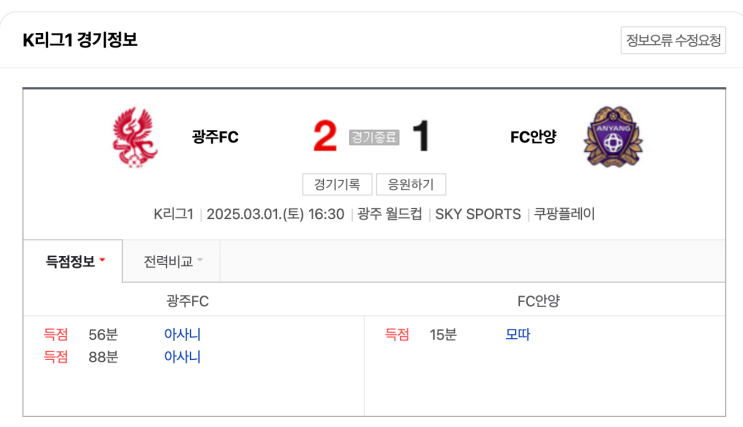 [2025 K리그1] 3R <b>광주</b> FC vs FC 안양 리뷰 (<b>아사니</b>의 미친 활약!... 
