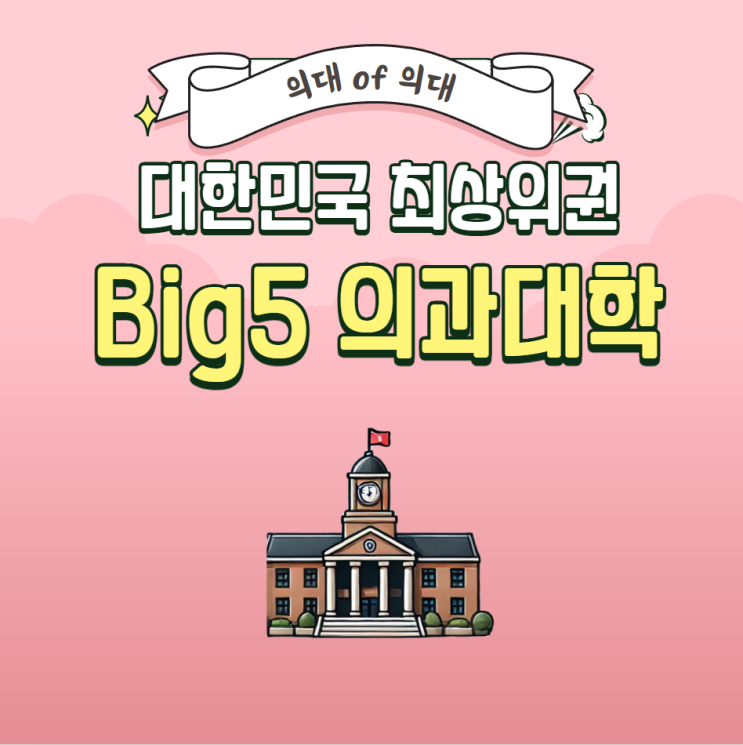  대한민국 최상위권 Big5 의과대학: 서울대, 연세대, 성균관대, 울산대, 가톨릭대