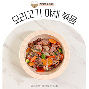 두돌 아기 유아식 반찬 훈제 오리고기 야채 볶음