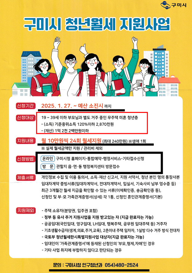 구미 청년 월세 지원 사업
