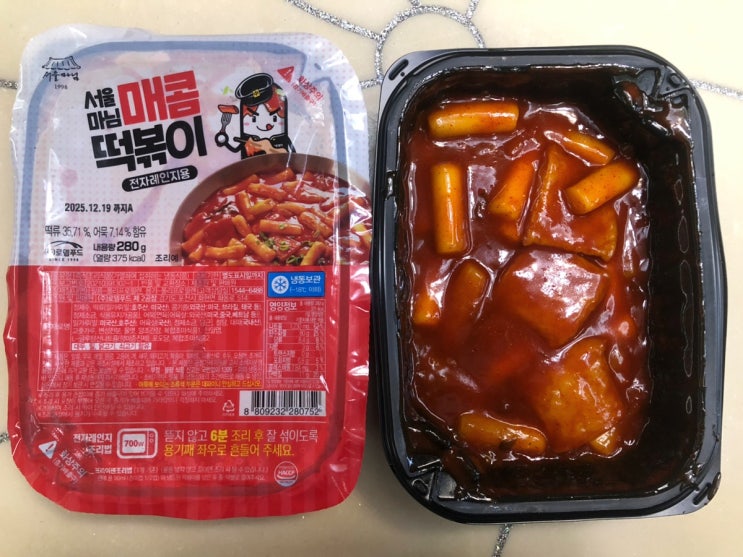  냉동떡볶이 서울마님 매콤 떡볶이 전자레인지 간편 조리