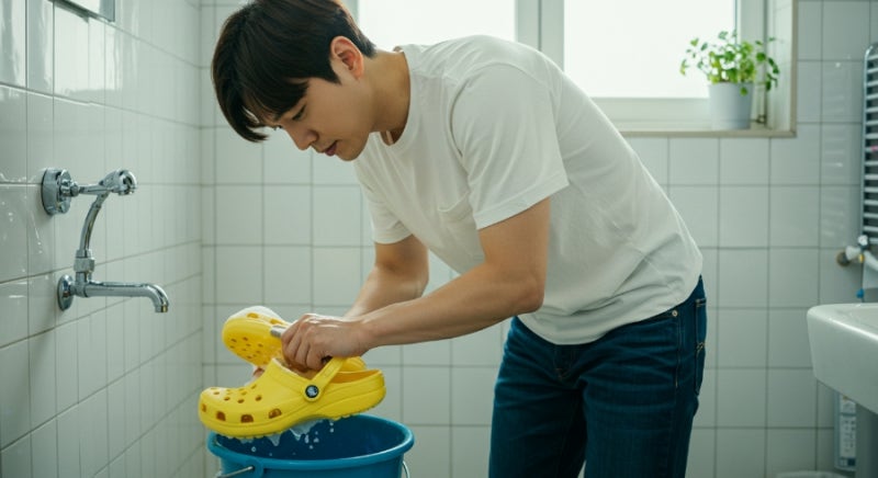 욕실슬리퍼 크록스 세탁법 고무신발 관리법