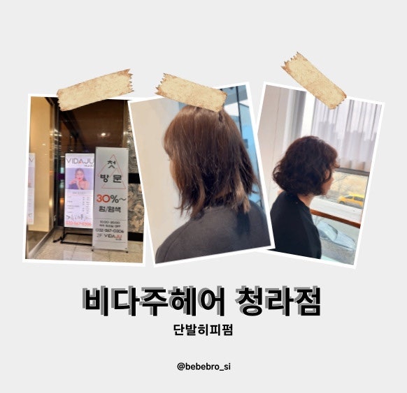[청라헤어]비다주헤어 청라점 유나쌤 단발히피펌맛집 찐 후 기
