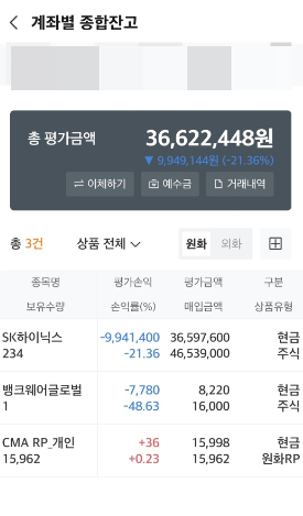  박살났던 나의 SK하이닉스 주식계좌 (지수추종의 필요성 측면에서)