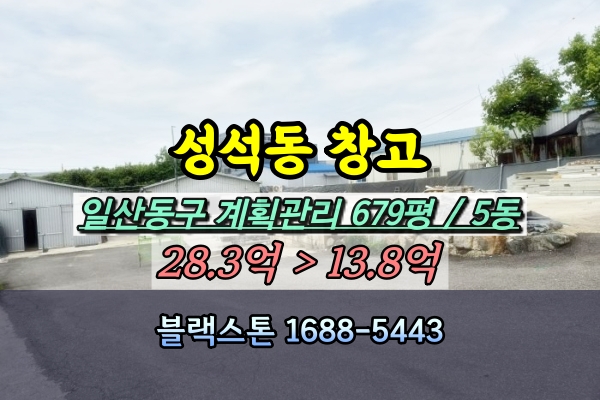  성석동 창고 경매 일산동구 5개동 10억대 [2024타경68537]