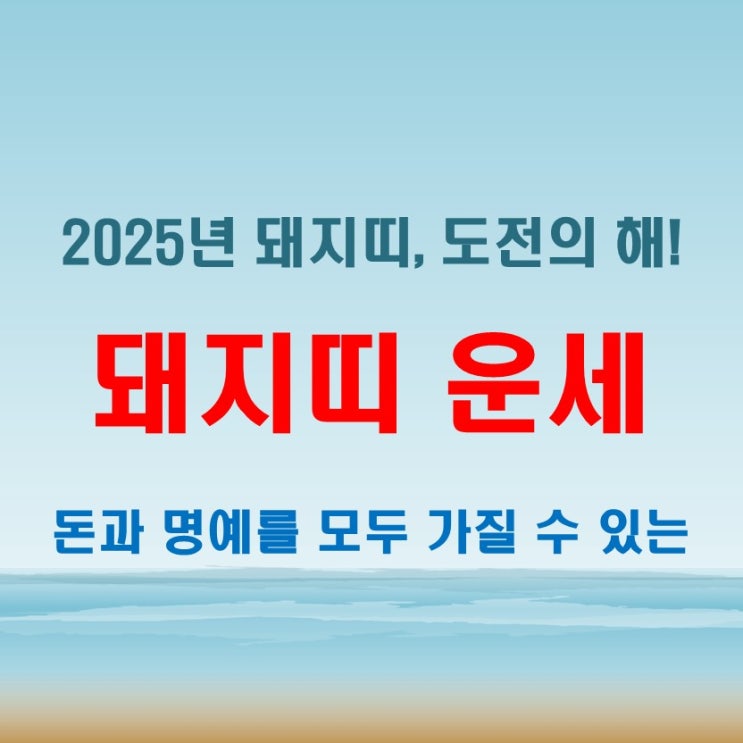  2025년 돼지띠운세 돈과 명예 모두 가질 수 있는 해