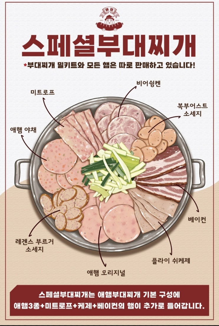 부대찌개 햄 일러스트 포스터 작업