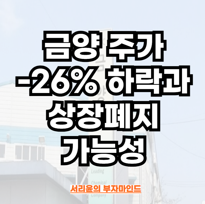 금양 주가 -26% 하락과 상장폐지 가능성 (Ft. 거래정지·관리종목 및 VT ETF)