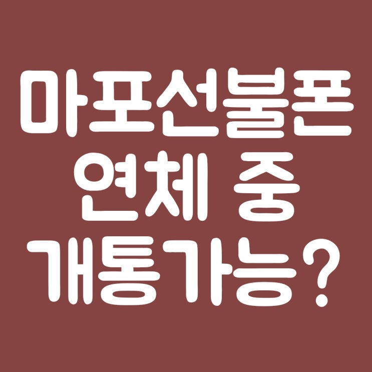  마포선불폰 연체 중인데 개통이 가능할까?