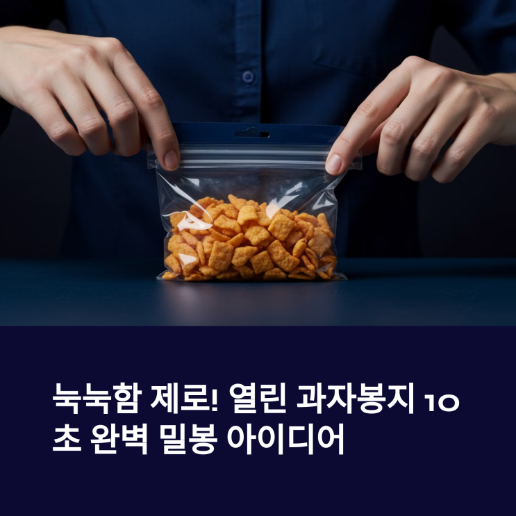  눅눅함 제로! 열린 과자봉지 10초 완벽 밀봉 아이디어