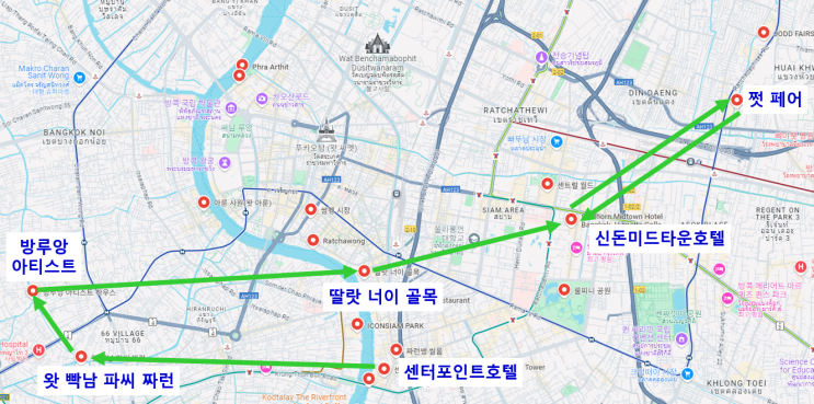  [방콕 가족여행] 왓빡남→방루앙아티스트→딸랏너이→쩟페어야시장 하루 동선