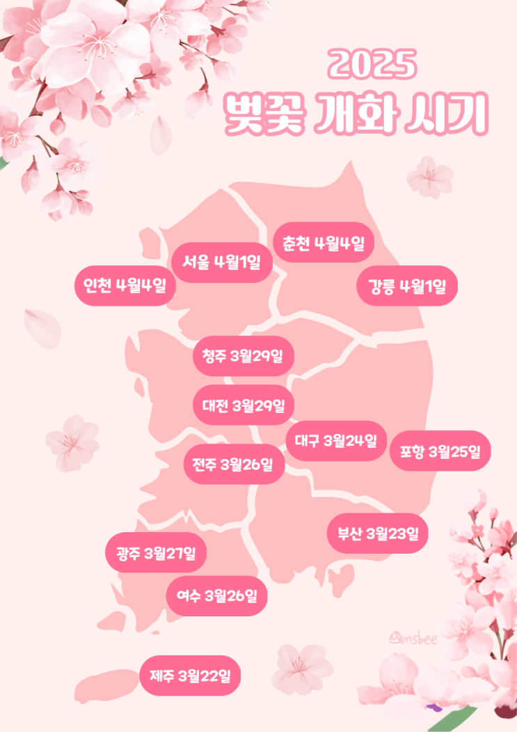  2025년 봄 벚꽃 개화 시기(+봄 축제 정보)