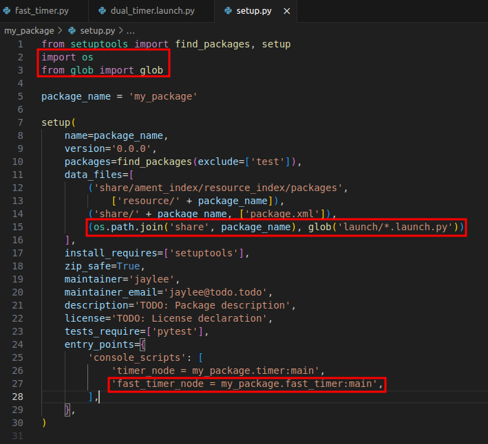 ROS2 강의(19) Launch Python 런치 파일 생성 setup.py yaml xml data_files entry_points glob os 파이썬 ROS2 강의(19) Launch Python 런치 파일 생성 setup.py yaml xml data_files entry_points glob os 파이썬