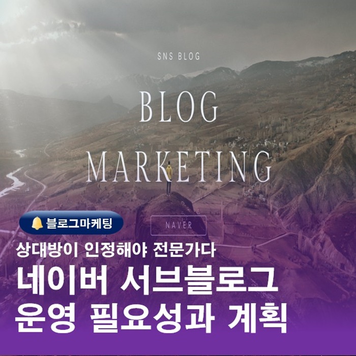  네이버 서브 블로그 개설하고 운영하는 이유와 장기적인 마케팅계획
