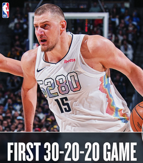 <b>덴버</b> 너게츠 니콜라 <b>요키치</b> NBA 최초 30-20-20 <b>트리플더블</b> 달성