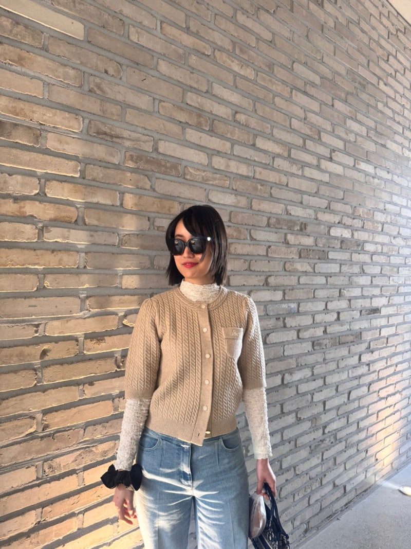 [데일리룩] 잇미샤 봄 맞이 반팔 니트 가디건 (울 가디건)