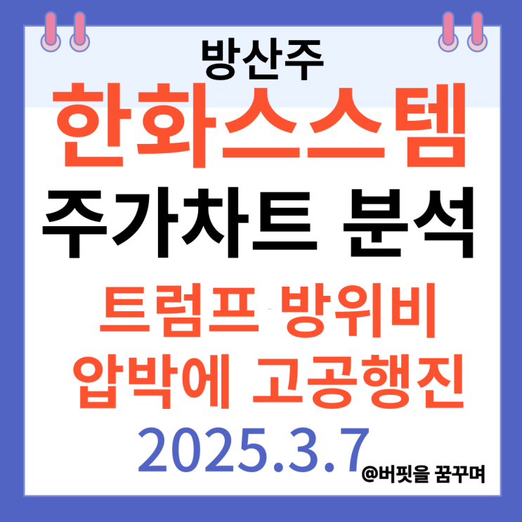 한화시스템 주가차트 분석 <b>트럼프 방위비 압박</b>에 고공행진... 