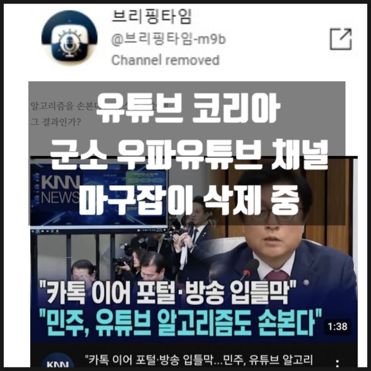 유튜브코리아 군소 우파유튜브 채널 마구잡이 삭제 중 유튜브코리아 군소 우파유튜브 채널 마구잡이 삭제 중
